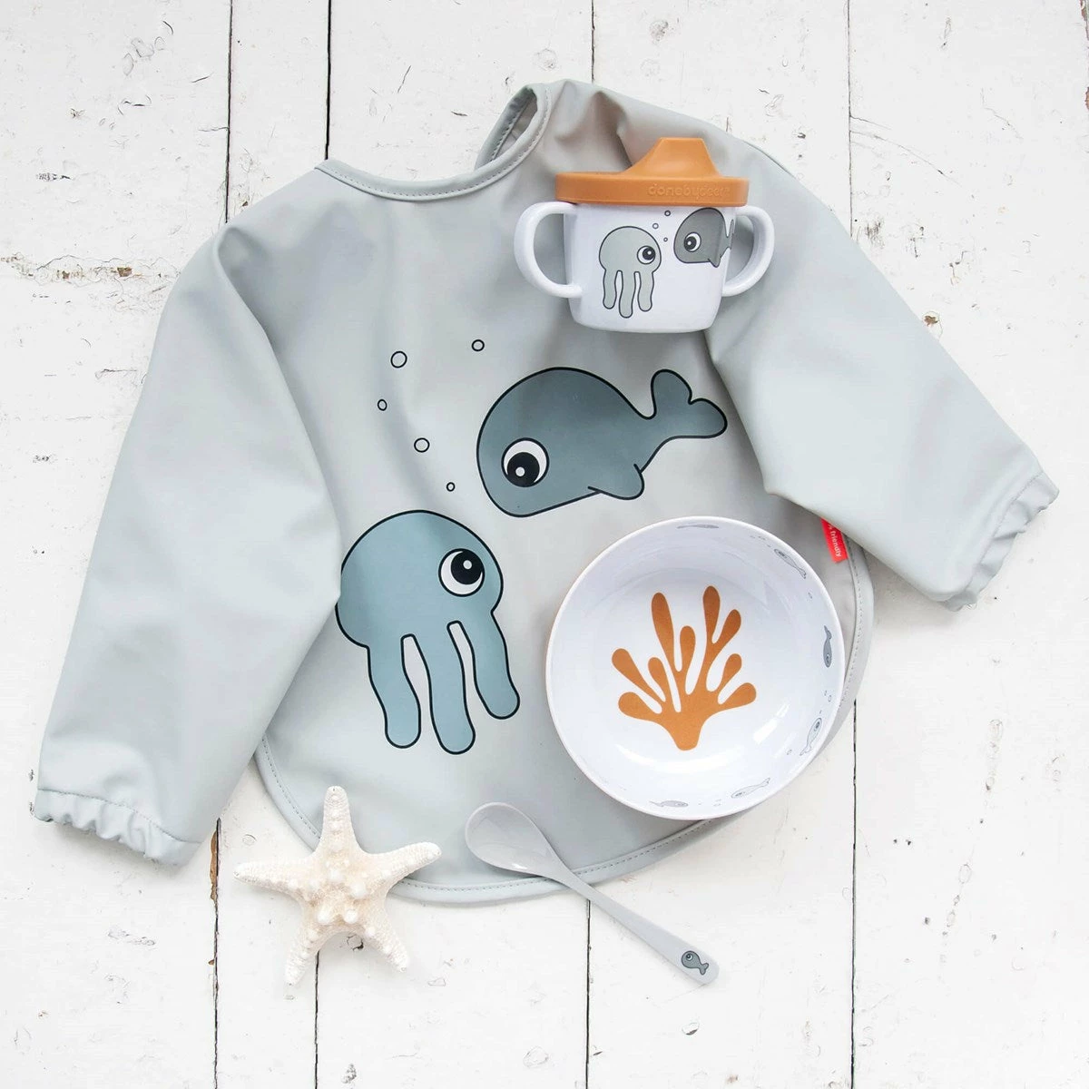 Done By Deer Feeding Long Sleeve Bib 6-18 M Sea Friends 6 Done By Deer Feeding Long Sleeve Bib 6-18 M Sea Friends