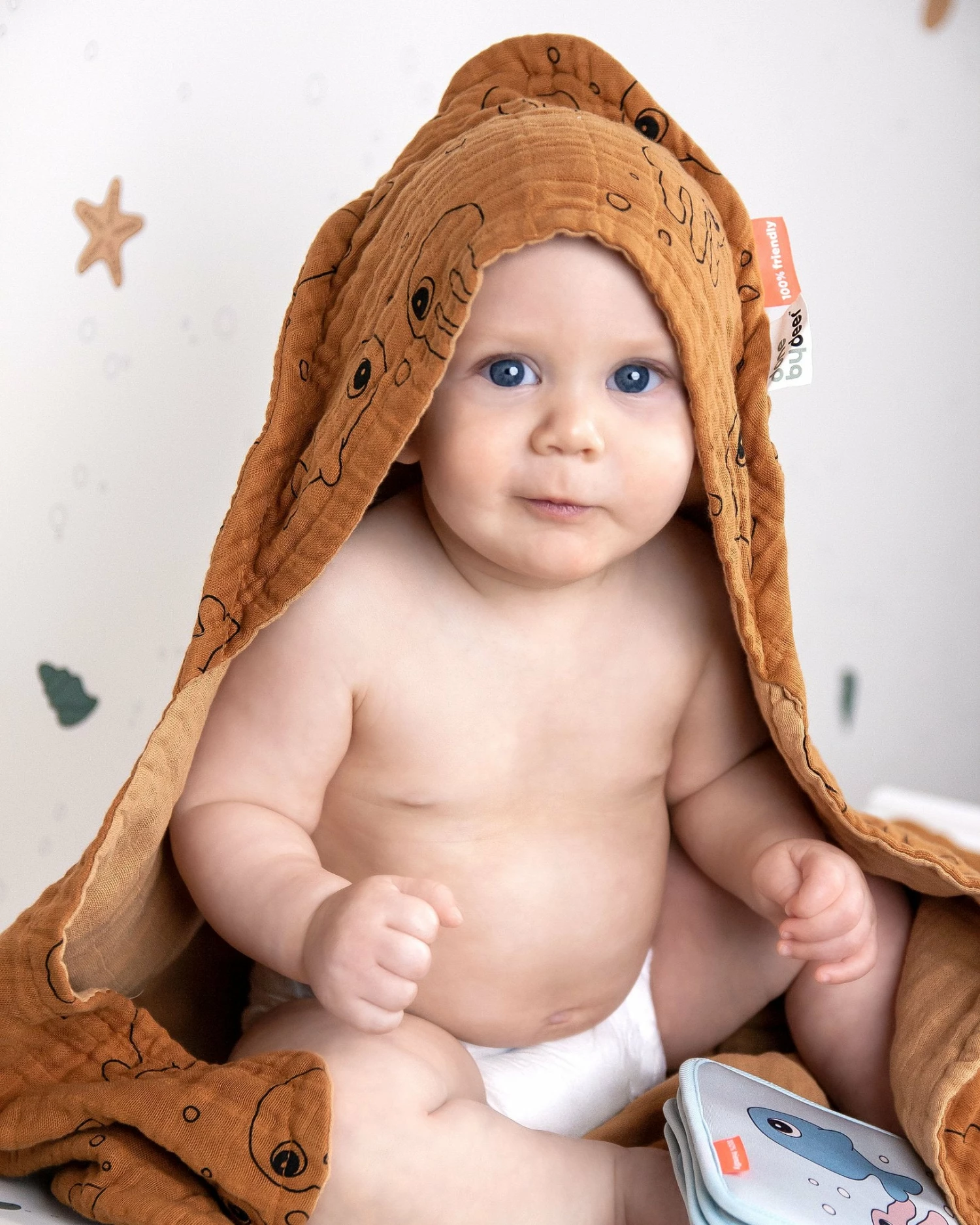 Done By Deer Bath & Changing Hooded Towel Sea Friends 7 Done By Deer Bath & Changing Hooded Towel Sea Friends