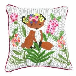 Only Natural Cushion Bear With Flowers Linen
