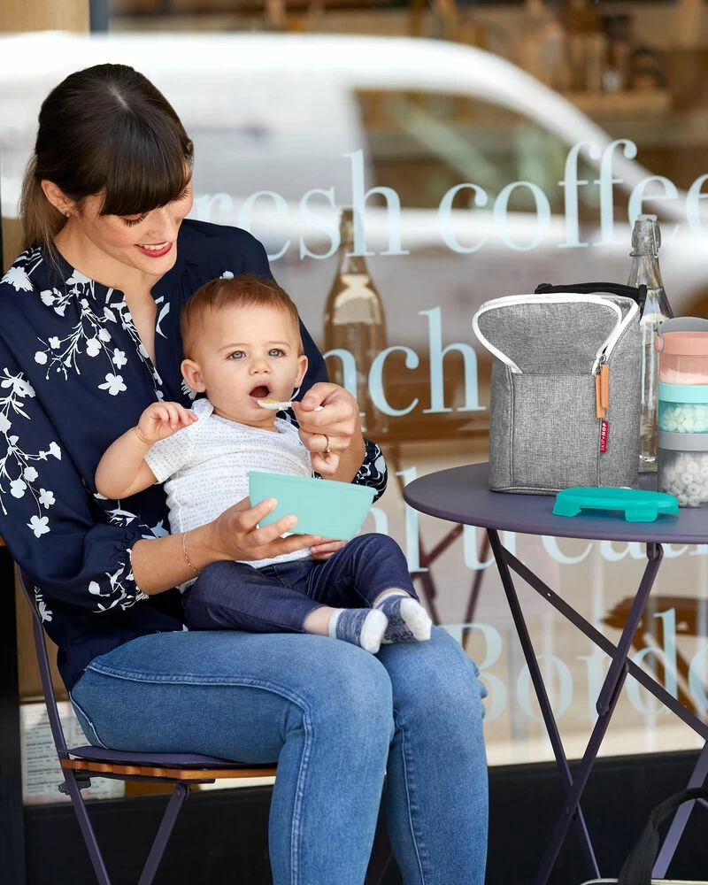 Skip Hop Feeding Easy Serve Travel Bowl & Spoon- Grey 7 Skip Hop Feeding Easy Serve Travel Bowl & Spoon- Grey