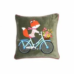 Only Natural Cushion Girl On Bike Linen